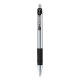 Zebra ZEB27010 Z-Grip Metal Ballpoint Pen, Retractable, Medium 1 mm, Black Ink, Silver Barrel, Dozen