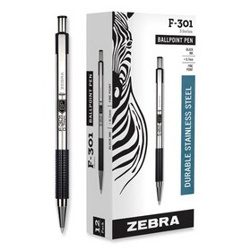 Zebra ZEB27110 F-301 Ballpoint Retractable Pen, Black Ink, Fine
