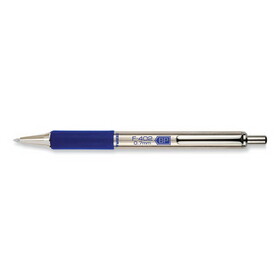 Zebra Pen ZEB29220 F-402 Ballpoint Pen, Retractable, Fine 0.7 mm, Blue Ink, Stainless Steel/Blue Barrel