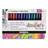 Zebra ZEB41960 Doodler'z Gel Pen, Stick, Bold 1 mm, Assorted Ink and Barrel Colors, 60/Pack