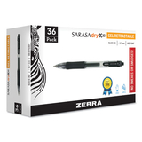 Zebra 46136 Sarasa Retractable Gel Pen, Black Ink, Medium, 36/Pack