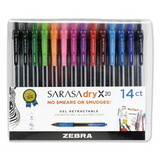 Zebra ZEB46824 Sarasa Retractable Gel Pen, Assorted Ink, Medium, 14/pack