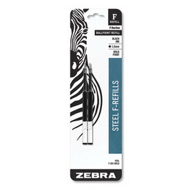 Zebra ZEB82712 Refill For F-301, F-301 Ultra, F-402, 301a, Spiral Ballpoint, Black, Bold, 2/pk