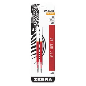 Zebra Pen ZEB87032 JF Refill for Jimnie, Sarasa, ecoSarasa, Orbitz, Z-Grip and GR8 Gel Roller Ball Pens, Medium Conical Tip, Red Ink, 2/Pack