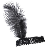 U.S. Toy CM65-01 Ostrich Feather Head Band / Black