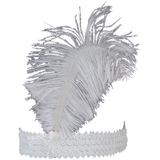 U.S. Toy CM65-11 Ostrich Feather Head Band / White