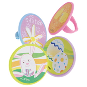 U.S. Toy ED223 Adjustable Easter Sticker Rings-48 Pieces