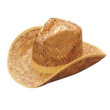 U.S. Toy H406 Tan Woven Straw Rolled Cowboy Hat