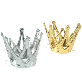 U.S. Toy H439 Miniature Metallic Party Crowns with Elastic Chin Strap