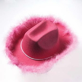 U.S. Toy H462 Pink Cowboy Hat with Pink Feather Boa Trim