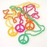 U.S. Toy JA673 Retro Beads with Peace Sign Pendant Necklaces