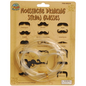 U.S. Toy MX417BL Moustache Drinking Straw Glasses - Retro