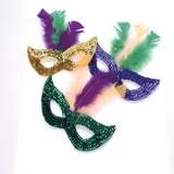 U.S. Toy OD284 Mardi Gras Sequin Masks with Boa Feathers