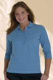 Vantage 2736 Women's Solid Textured 3/4 Sleeve Polo - Embroidery