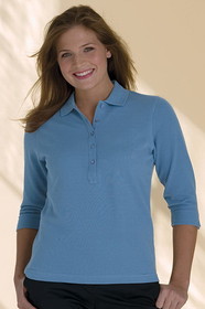 Vantage 2736 Women's Solid Textured 3/4 Sleeve Polo
