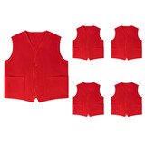 TOPTIE 5 Pack Button Up Waistcoat Two Pocket Unisex Vest Volunteer Work Vest