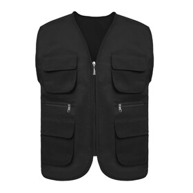 TOPTIE Supermarket Volunteer Activity Twill Vest Outdoor Multi-pocket Waistcoat Vest For Adult & Kids
