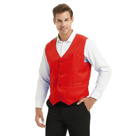 TOPTIE Men Women Button Work Vest For Supermarket Employee Clerk Volunteer Staff Waiter Bartender Uniform