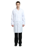 TOPTIE Unisex White Lab Coat Professional Doctor Long Sleeve Uniform Workwear