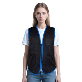 TOPTIE Supermarket Employee Volunteers Uniform Vest Unisex Zipper Front Breathable Mesh Waistcoat