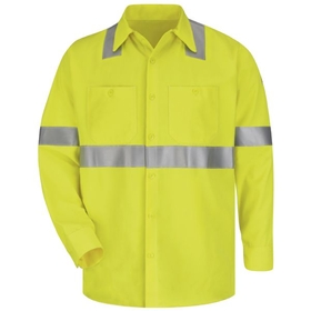 Bulwark SMW4HV Hi-Visibility Flame-Resistant Long Sleeve Work Shirt  - Yellow