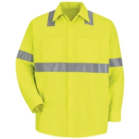 Red Kap SS14-3 Long Sleeve Hi-Visibility Work Shirt: Class 2 Level 2