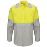 Red Kap SY14YG Long Sleeve Hi-Visibility Color Block Work Shirt: Class 2 Level 2 - SY14