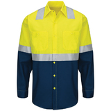 Red Kap SY14YN Hi-Visibility Long Sleeve Colorblock Ripstop Work Shirt - Type R, Class 2