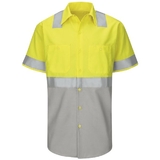 Red Kap SY24YG Short Sleeve Hi-Visibility Color Block Work Shirt: Class 2 Level 2 - SY24