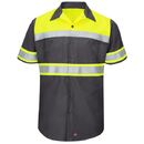 Red Kap SY80 Hi-Visibility Short Sleeve Colorblock Ripstop Work Shirt - Type O, Class 1