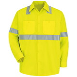 Red Kap SS14-3 Long Sleeve Hi-Visibility Work Shirt: Class 2 Level 2