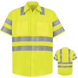 Red Kap SS24-2 Short Sleeve Hi-Visibility Work Shirt: Class 3 Level 2