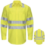 Red Kap SY14AB Hi-Visibility Long Sleeve Ripstop Work Shirt - Type R, Class 3
