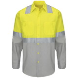 Red Kap SY14YG Long Sleeve Hi-Visibility Color Block Work Shirt: Class 2 Level 2 - SY14