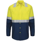 Red Kap SY14YN Hi-Visibility Long Sleeve Colorblock Ripstop Work Shirt - Type R, Class 2
