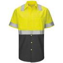 Red Kap SY24 Hi-Visibility Short Sleeve Colorblock Ripstop Work Shirt - Type R, Class 2