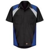 Red Kap SY28RB Men's Short Sleeve Tri-Color Shop Shirt
