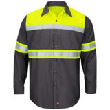 Red Kap SY70 Hi-Visibility Long Sleeve Colorblock Ripstop Work Shirt - Type O, Class 1