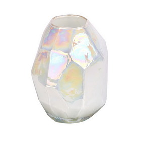 Vickerman CM196008 8" White Enamel Geo Glass Vase