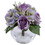 Vickerman F212536 9" Hydrangea Rose Bouquet Glass Vase