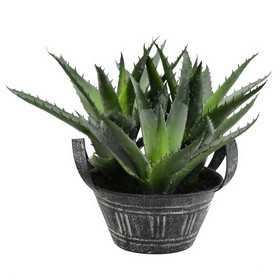Vickerman FE180901 7.5" Green Succulent in Galvanized Pot