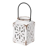 Vickerman FQ191406 6.25" x 4" White Ceramic Candle Lantern