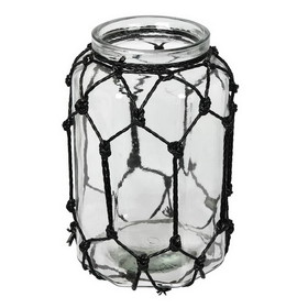 Vickerman FQ194410 10.3" Glass Jar with Black Rope