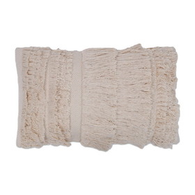 Vickerman JB212493 12" x 20" Beige Fringe Cotton Pillow
