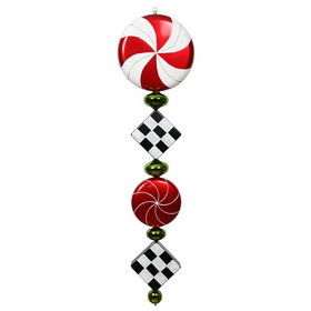 Vickerman M149251 45" Red/Lime/Black Check Jumbo Finial