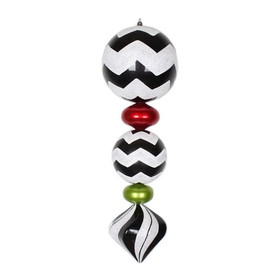 Vickerman M149727 24" Black/White/Red/Lime Chevron Finial