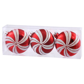 Vickerman N100725 3.75" Candy Cane Flat Ball 3/Box
