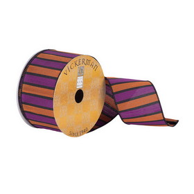 Vickerman Q180401 2.5"x10Yd Orange/Purple Stripe Ribbon