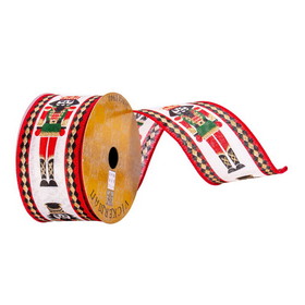 Vickerman Q214631 2.5"x10yd Red/Cream Nutcracker Ribbon