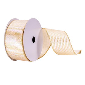 Vickerman Q214659 2.5"x10yd White/ Gold Stripes Ribbon